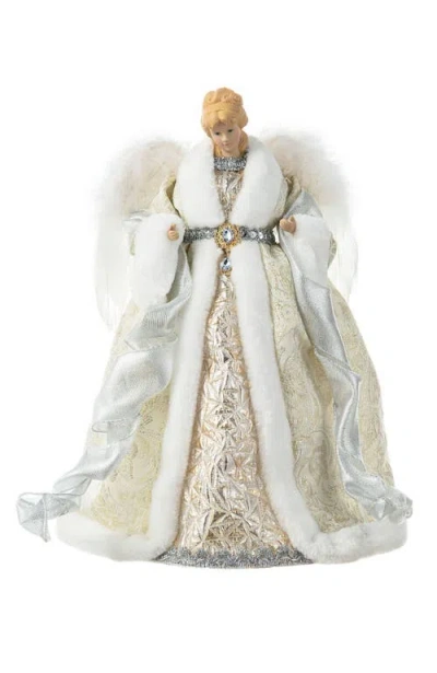 Glitzhome 16"h Faux Fur Christmas Angel Tree Top In Neutral