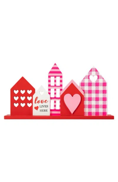 Glitzhome 16"l Valentine's House Wooden Table Decor In Red