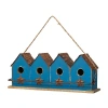 Glitzhome 17" Retro Blue Distressed Bird House In Blue