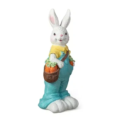Glitzhome 17.25in Resin Bunny Boy Easter Tabletop Decor In Blue