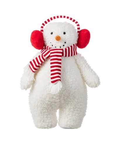 Glitzhome 17.75" Christmas Fabric Standing Snowman In Multi