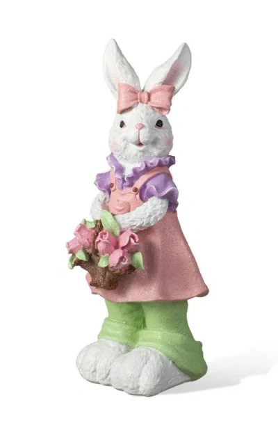 Glitzhome 17"h Easter Resin Bunny Girl Or Boy Table Decor In Multi