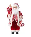 Glitzhome 18" Faux Fur Christmas Peppermint Santa Figurine In Multi