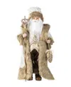 Glitzhome 18" Faux Fur Christmas Woodland Santa Figurine In Multi