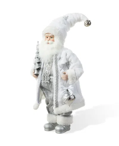 Glitzhome 18 H Christmas Frosty Santa Figurine With Porcelain Face In Multi