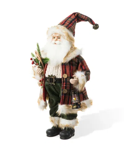 Glitzhome 18 H Christmas Woodland Santa Figurine With Porcelain Face In Multi