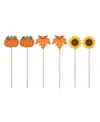 Glitzhome 18" H Fall Metal Pumpkin, Leave Sunflower Yard Stake, Set Of 6 In Multi