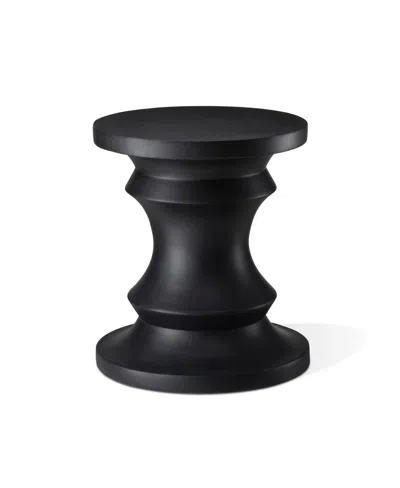 Glitzhome 18.25'' Magnesium Oxide Chess Garden Stool Or Planter Stand Or Accent Table In Black