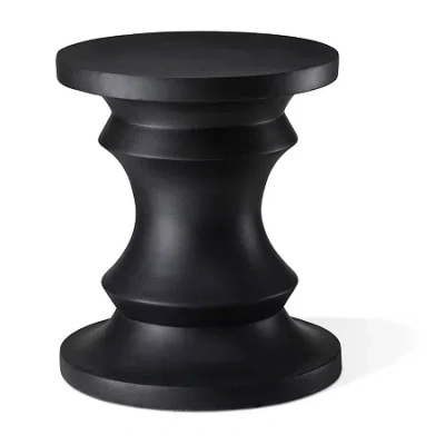 Glitzhome 18.25" Mgo Black Pedestal Patio Garden Stool