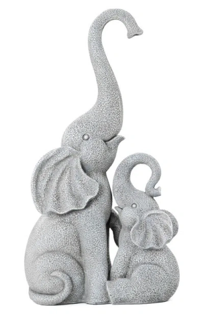 Glitzhome 18.25"h Resin Mother And Baby Elephant Statue In Gray