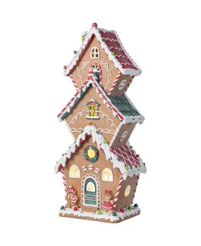 Glitzhome 18.5" Lighted Resin Christmas Gingerbread House Table Decor In Multi