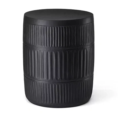 Glitzhome 18.5" Mgo Black Textured Patio Garden Stool