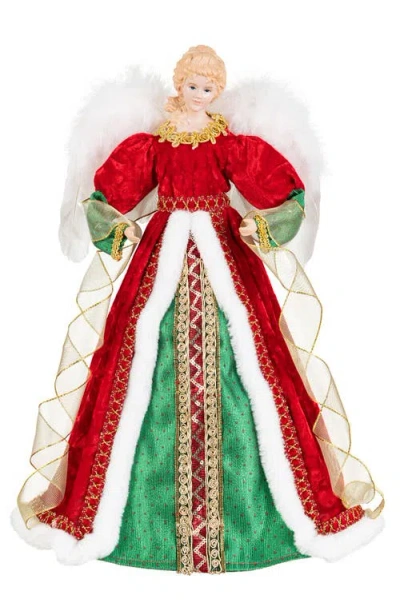 Glitzhome 18"h Faux Fur Christmas Elegant Angel Tree Toppers In Multi