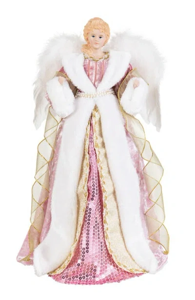 Glitzhome 18"h Faux Fur Christmas Elegant Angel Tree Toppers In Multi