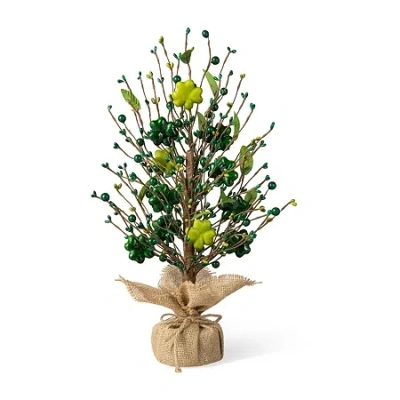 Glitzhome 18"h St Patrick's Berry Tree Tabletop Decor In Green