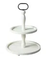 Glitzhome 18"h White Wood Double Tiered Tray In Multi