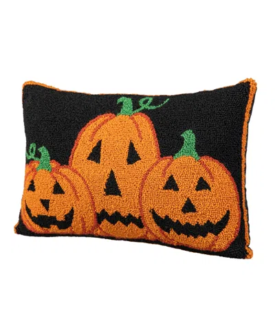 Glitzhome 18"l Hooked Halloween Pumpkins Pillow In Multi