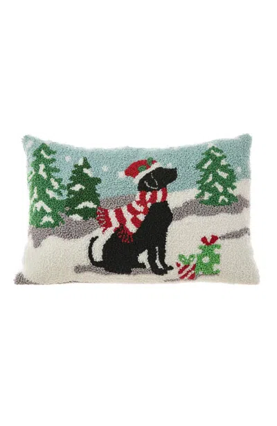 Glitzhome 18x12 Hooked Christmas Cat Dog Pillow In Blue