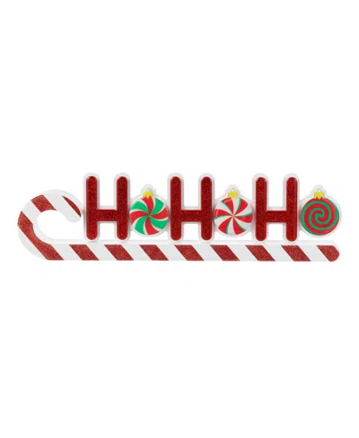 Glitzhome 19" Christmas Wooden Epoxy Hohoho Candy Cane Table Decor In Multi