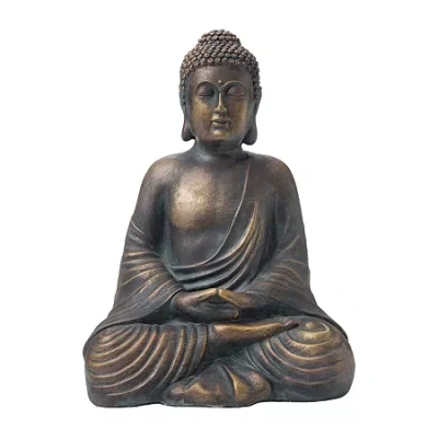 Glitzhome 19" Mgo Meditating Buddha Figurine In Brown