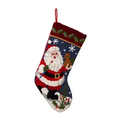 Glitzhome 19" Santa Hooked Christmas Stocking In Black