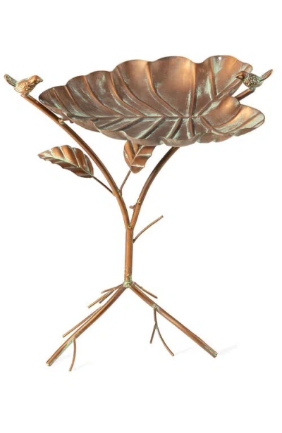 Glitzhome 19.5"h Multifunctional 2-in-1 Metal Faux Copper Patina Finish Birdfeeder In Gold