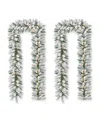 Glitzhome 2 Pack 6' Pre-lit Snow Flocked Christmas Garl And, With 35 Warm White Light-emitting Diode Lights An In Multi