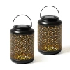 Glitzhome 2-pc. 8.75" Metal Solar Decorative Lantern In Black