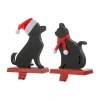 Glitzhome 2-pc. Cat & Dog Christmas Stocking Holder In Black