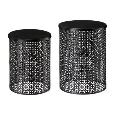 Glitzhome 2-pc. Patio Garden Metal Stool In Black