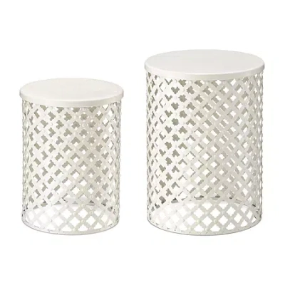 Glitzhome 2-pc. Patio Garden Metal Stool In White