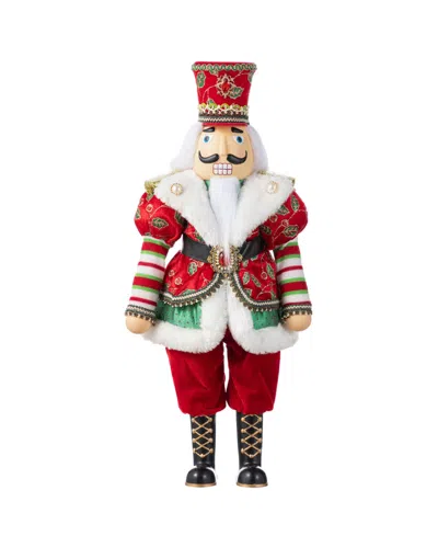 Glitzhome 20" Faux Fur Christmas Nutcracker Figurine In Multi