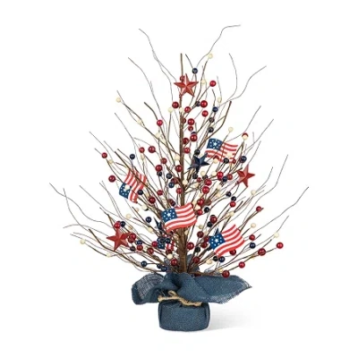 Glitzhome 20" Patriotic Berry Tree Tabletop Decor In Multi