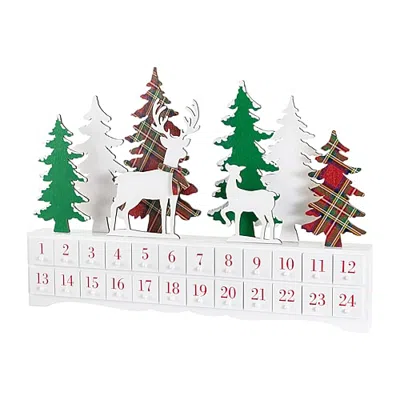 Glitzhome 20" Wooden Advent Calendar Christmas Tabletop Decor In Green