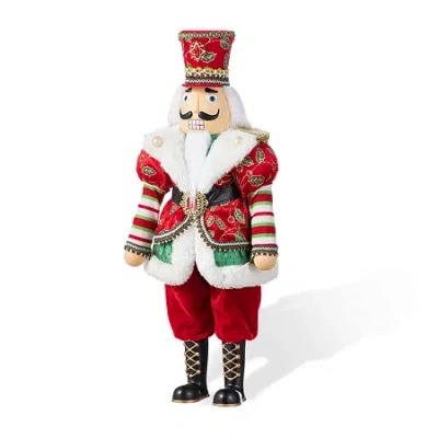 Glitzhome 20"h Faux Fur Christmas Nutcracker Christmas Figurine In Multi