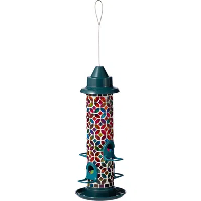 Glitzhome 20"h Glass Tall Hanging Mosaic Birdfeeder In Blue