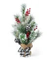 Glitzhome 21" H Flocked Pine And Berries Table Tree In Multi
