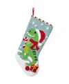 Glitzhome 21" Hooked Dinosaur Christmas Stocking In Multi