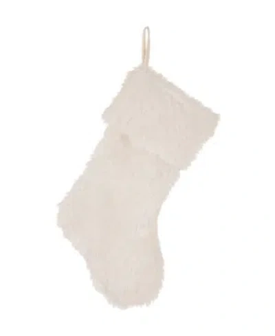 Glitzhome 21" L Plush Christmas Stocking In White