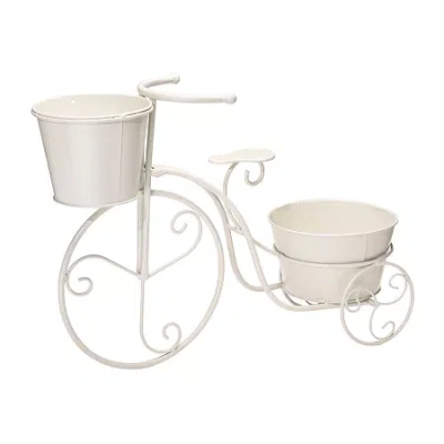 Glitzhome 21.5l Metal Bicycle Planter Stands In White