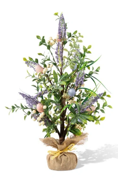 Glitzhome 21"h Easter Egg & Lavender Table Tree Decor In Multi