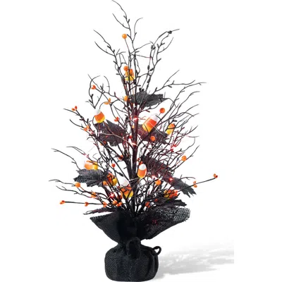 Glitzhome 21"h Lighted Halloween Candy Corn Berries Table Tree In Black