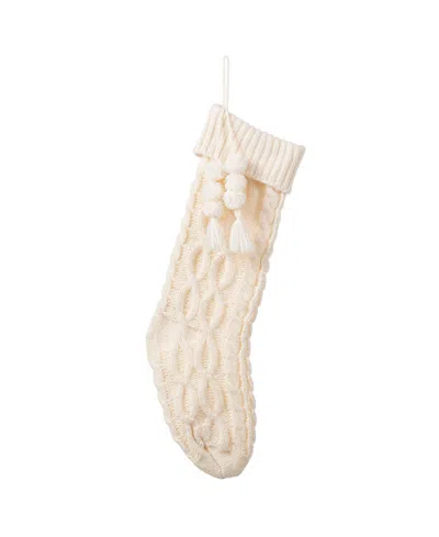 Glitzhome 22" Knitted Christmas Stocking With Pompon Tassel In Multi