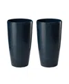 Glitzhome 22.5" H Oversized Set Of 2 Turquoise Resin And Stone Faux Ceramic Textured Tall Planter In Turquoise