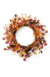 Glitzhome Handmade Fall Eucalyptus Berry Wreath In Multi