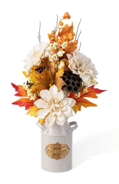 Glitzhome 22"h Fall Dahlia Lotus Pod And Berry Centerpiece In Multi