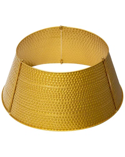 Glitzhome 22in Hammered Metal Tree Collar In Yellow