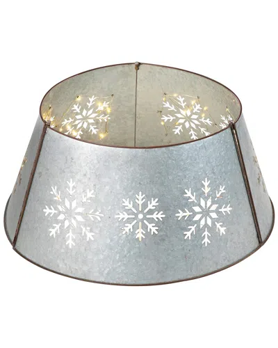 Glitzhome 22in Snowflake Metal Tree Collar In Gray