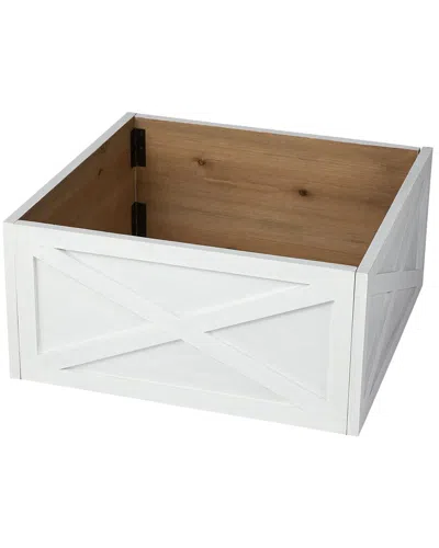 Glitzhome 22in Washed Wooden Tree Collar In White