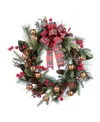 Glitzhome 24" Christmas Bell, Pinecone And Berry Bow Wreath In Multi